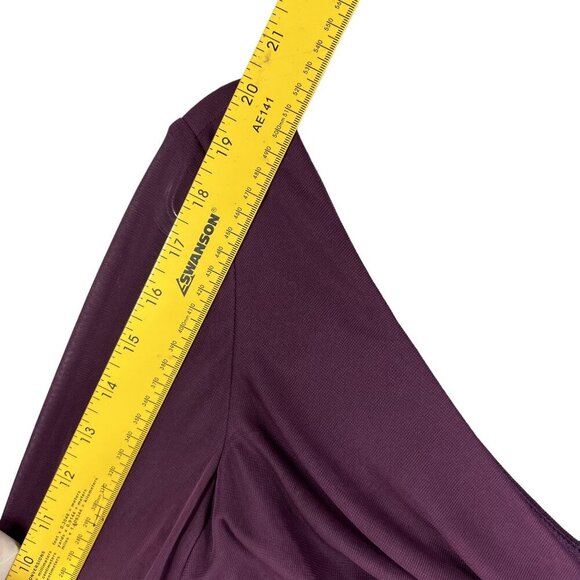 Alex Evenings Size 10 NWT Eggplant Dress Ruched Waist 3/4 Sleeves Sheer Wedding - Picture 12 of 16